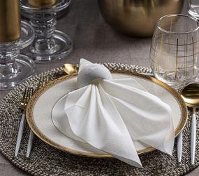 img 3 attached to 🍽️ Laura Stein Linen Style White Dinner Napkins (50 Pack) - Soft Touch & High Absorbency | Ideal for Parties, Weddings, Restaurants, Catering Events or at Home