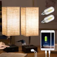 zeefo touch lamps: dual usb charging ports, 2 ac outlets, edison led bulbs – perfect minimalist usb desk lamps for bedroom and office (set of 2) логотип