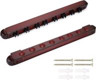 🎱 premium mahogany finish hardwood billiard cue rack for 6/8 pool cues - wall mount billiard stick rack with cue clips логотип