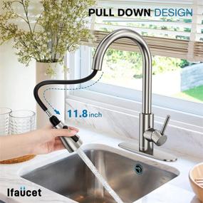 img 2 attached to Brushed Nickel Kitchen Faucet with Pull Down Sprayer - 3 Modes, 15.5-Inch Sink Faucet, Single or 3 Hole Deck Plate