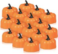 🎃 fall-themed tea lights: 16 packs thanksgiving centerpieces for table, led flickering orange pumpkin tealights battery operated, flameless candles for fall decoration, christmas xmas party логотип