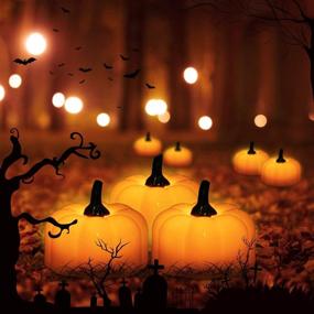 img 1 attached to 🎃 Fall-Themed Tea Lights: 16 Packs Thanksgiving Centerpieces for Table, LED Flickering Orange Pumpkin Tealights Battery Operated, Flameless Candles for Fall Decoration, Christmas Xmas Party