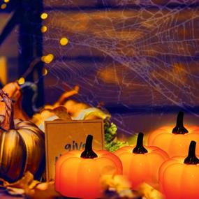 img 2 attached to 🎃 Fall-Themed Tea Lights: 16 Packs Thanksgiving Centerpieces for Table, LED Flickering Orange Pumpkin Tealights Battery Operated, Flameless Candles for Fall Decoration, Christmas Xmas Party