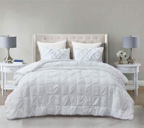 img 4 attached to 🛏️ SupraSoft Estellar Comforter Set Pinch Pleat - Luxurious White Full Bedding