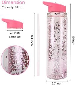 img 2 attached to Girls' Tritan BPA-Free Water Bottle with Straw, 18oz Glitter Design - Leak-Proof, Double-Walled Insulation for Hot or Cold Beverages - Ideal for School, Fitness, Sports (Pink2)