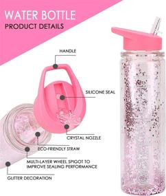 img 3 attached to Girls' Tritan BPA-Free Water Bottle with Straw, 18oz Glitter Design - Leak-Proof, Double-Walled Insulation for Hot or Cold Beverages - Ideal for School, Fitness, Sports (Pink2)