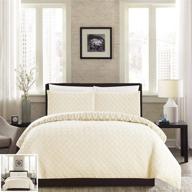 🛏️ chic home cs3346-an 3 piece ora: embossed & embroidered reversible printed queen comforter set (beige) logo