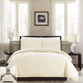 img 2 attached to 🛏️ Chic Home CS3346-AN 3 Piece Ora: Embossed & Embroidered Reversible Printed Queen Comforter Set (Beige)