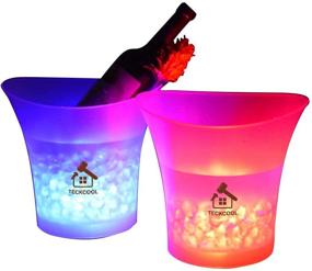 img 4 attached to TECKCOOL LED Ice Bucket 5L: Waterproof Wine Cooler with Colors Changing, Retro Champagne Wine Drinks Beer Bucket for Party, Home, Bar