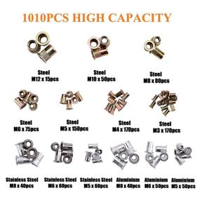 img 3 attached to 🔩 1010-Piece Rivet Nut Assortment Kit: Stainless Steel, Steel, and Aluminum M3-M12 Metric Flat Head Threaded Insert Rivet Nuts Set - Rugged Carrying Case Included