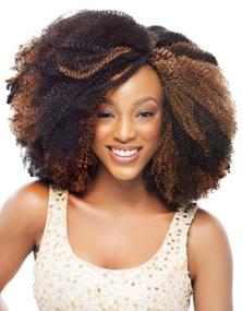 img 1 attached to Получите идеальный натуральный вид с косичками Janet Collection Afro Twist Marley Braid Crochet Hair 4 Pack (#2) 🌿🔥