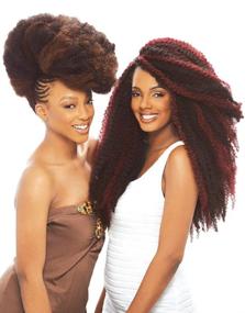 img 2 attached to Получите идеальный натуральный вид с косичками Janet Collection Afro Twist Marley Braid Crochet Hair 4 Pack (#2) 🌿🔥