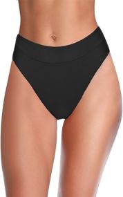 img 4 attached to 👙 Hilor Women's High Waisted Bikini Bottom with High Cut Swim Briefs - Cheeky Brazilian Swimsuits Bottom