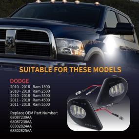 img 2 attached to 🚗 GemPro светодиодные боковые зеркальные лампы для Dodge Ram 2010-2019 | Зеркальные огни для буксировки, 6000K бриллиантово-белые (2 шт)