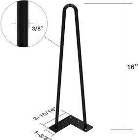 img 3 attached to 💪 Orgeryphy 16 Inch Black Heavy-Duty Hairpin Coffee Table Legs (4 Pack), 3/8 Inch Diameter, Includes Screws and Bonus Rubber Floor Protectors - Mid Century Modern Metal Legs for Furniture DIY