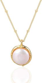 img 4 attached to 💎 NUZON 14K Gold Delicate Paperclip Chain Heart Pendant & Pearl Necklace: Dainty Jewelry for Women and Girls