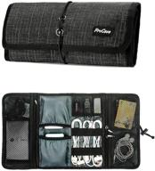 👜 procase accessories bag organizer: ultimate travel gadgets carrying case for electronics – black plaid logo