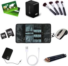 img 1 attached to 👜 ProCase Accessories Bag Organizer: Ultimate Travel Gadgets Carrying Case for Electronics – Black Plaid