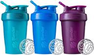 🍹 blenderbottle classic shaker bottles, 20 oz - ideal for protein shakes and pre workout (3 pack) in vibrant teal, plum, and cyan colors logo