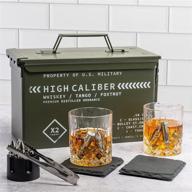 🥃 premium whiskey glasses & steel stones set in tactical display box - perfect groomsmen gifts for men, bourbon lovers, with cocktail glasses, slate coasters & tongs logo