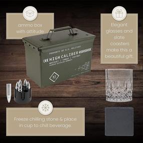 img 2 attached to 🥃 Premium Whiskey Glasses & Steel Stones Set in Tactical Display Box - Perfect Groomsmen Gifts for Men, Bourbon Lovers, with Cocktail Glasses, Slate Coasters & Tongs