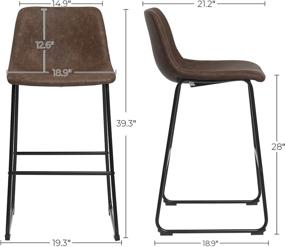 img 1 attached to Набор из 2-х барных стульев SONGMICS в стиле середины ХХ века с металлическими ножками, 28'', ретро коричневый и черный.