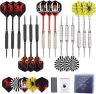 🎯 roonoo steel tip darts - 15 pack professional 18 grams metal tip darts set for dart board with premium aluminum shafts, pet flights, flight protector, dart sharpener, and case логотип