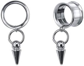 img 4 attached to Surgical Steel Circle Taper Dangle Tunnels and Plugs: Stylish Screw Ear Gauge Stretcher for Ear Piercing