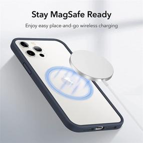 img 2 attached to 📱 ESR Silicone Bumper Case iPhone 12/12 Pro, Blue - Enhanced Heat Dissipation, Lightweight Protective Frame, MagSafe Enabled, Cloud Series