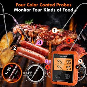 img 2 attached to Guichon Wireless Meat Thermometer with 500FT Remote Range - 4 Probes Digital Food Thermometer for BBQ, Grill, Oven, Smoker