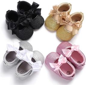 img 2 attached to Charming Bowknot Non Slip Toddler Princess I Black Girls' Shoes - Perfect for Style and Safety!