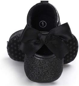 img 4 attached to Charming Bowknot Non Slip Toddler Princess I Black Girls' Shoes - Perfect for Style and Safety!