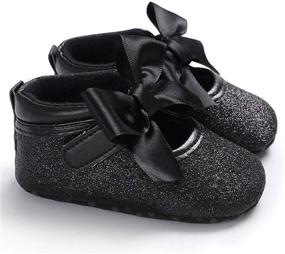 img 3 attached to Charming Bowknot Non Slip Toddler Princess I Black Girls' Shoes - Perfect for Style and Safety!