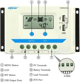 img 3 attached to 🔆 EPEVER 60A Солнечный контроллер 12V/24V, 60-амперный солнечный регулятор заряда с таймером нагрузки, ЖК-дисплеем и двойным USB 5V входом, подходит для свинцово-кислотных батарей - 12V/720W, 24V/1440W