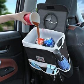 img 2 attached to 🚘 Large Waterproof Car Trash Can Garbage Bin with Lid, Storage Pockets, and Leak Proof Design - Ideal Auto Trash Bag for Cars, Efficient Vehicle Car Organizer Hanging
