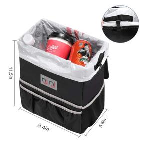 img 3 attached to 🚘 Large Waterproof Car Trash Can Garbage Bin with Lid, Storage Pockets, and Leak Proof Design - Ideal Auto Trash Bag for Cars, Efficient Vehicle Car Organizer Hanging