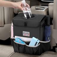 🚘 large waterproof car trash can garbage bin with lid, storage pockets, and leak proof design - ideal auto trash bag for cars, efficient vehicle car organizer hanging logo