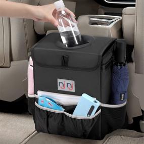 img 4 attached to 🚘 Large Waterproof Car Trash Can Garbage Bin with Lid, Storage Pockets, and Leak Proof Design - Ideal Auto Trash Bag for Cars, Efficient Vehicle Car Organizer Hanging