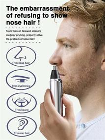 img 3 attached to 💇 2021 Professional Nose Hair Trimmer for Men - Painless Eyebrow & Facial Hair Trimmer for Men and Women - Battery-Operated, IPX7 Waterproof, 9000RPM - Dual Edge Blades for Easy Cleansing (Silver)