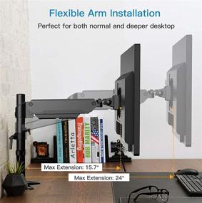 img 2 attached to 🖥️ Huanuo Single Arm Gas Spring Monitor Mount Stand - Height Adjustable VESA Bracket for 17-32 Inch Flat/Curved Computer Screens - Holds up to 17.6lbs with C Clamp and Grommet Base