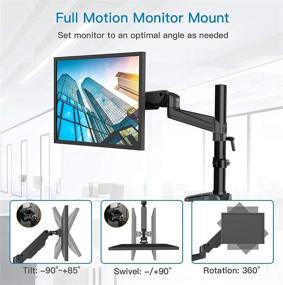 img 1 attached to 🖥️ Huanuo Single Arm Gas Spring Monitor Mount Stand - Height Adjustable VESA Bracket for 17-32 Inch Flat/Curved Computer Screens - Holds up to 17.6lbs with C Clamp and Grommet Base