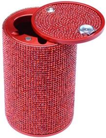 img 4 attached to Idain Bling Car Ashtray Cup Holder Fireproof Stainless Aluminum Crystal Sparkling Ash Tray With Lid For Car Home Office (Red)