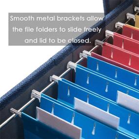 img 1 attached to Prandom File Organizer Box - Set Of 1 Collapsible Decorative Linen Filing Storage Hanging File Folders With Lids Office Cabinet Letter/Legal Size Navy Blue (17X14X11