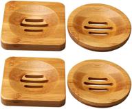 🧼 set of 4 wooden soap holders - natural bamboo soap dish for home bathroom - square & round soap dishes by sumaju logo