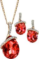 💎 neoglory angle tear crystal jewelry set: swarovski embellished pendant necklace & earrings, 18-inch logo