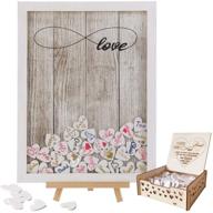 📔 white wooden wedding guest book with rustic y&k homish picture frame, drop top sign book and 100pcs wooden hearts – ideal wedding decorations and gift for unlimited love logo