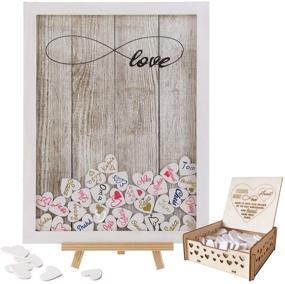 img 4 attached to 📔 White Wooden Wedding Guest Book with Rustic Y&K Homish Picture Frame, Drop Top Sign Book and 100PCS Wooden Hearts – Ideal Wedding Decorations and Gift for Unlimited Love
