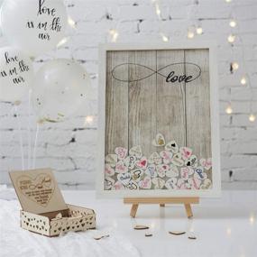 img 2 attached to 📔 White Wooden Wedding Guest Book with Rustic Y&K Homish Picture Frame, Drop Top Sign Book and 100PCS Wooden Hearts – Ideal Wedding Decorations and Gift for Unlimited Love