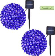 🎃 2-pack 39.4ft 100 led halloween solar string lights outdoor - blue, 8 modes for tree, patio, garden, christmas, holiday, halloween party decor логотип