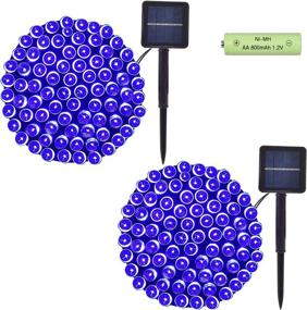 img 4 attached to 🎃 2-Pack 39.4FT 100 LED Halloween Solar String Lights Outdoor - Blue, 8 Modes for Tree, Patio, Garden, Christmas, Holiday, Halloween Party Decor